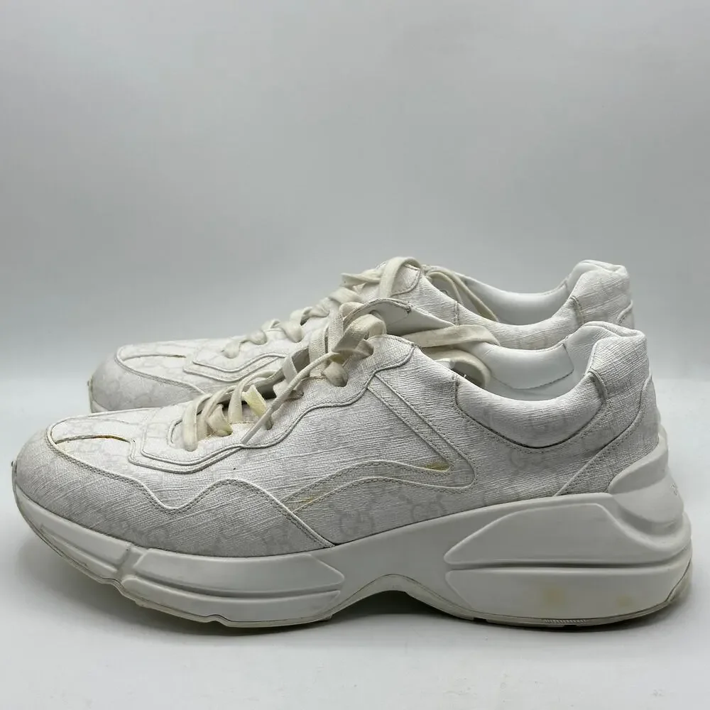 GUCCI Exclusive Rhyton GG Monogram Logo Chunky Sneakers White Sz US 10.5